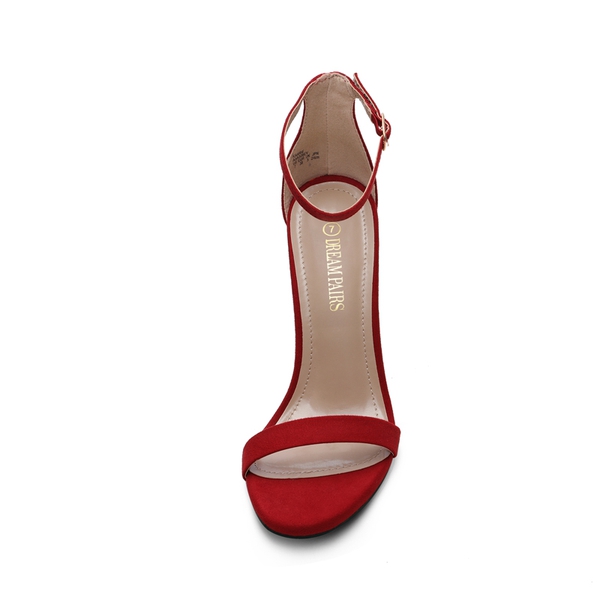 Ankle Strap High Heel Stiletto Sandals - RED SUEDE - 2